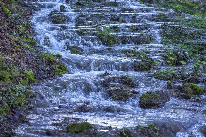 Framed Print : Waterfall of a stream in spring Print, Thuisbrunn, Germany Framed Print : Waterfall of a stream in spring Print, Thuisbrunn, Germany