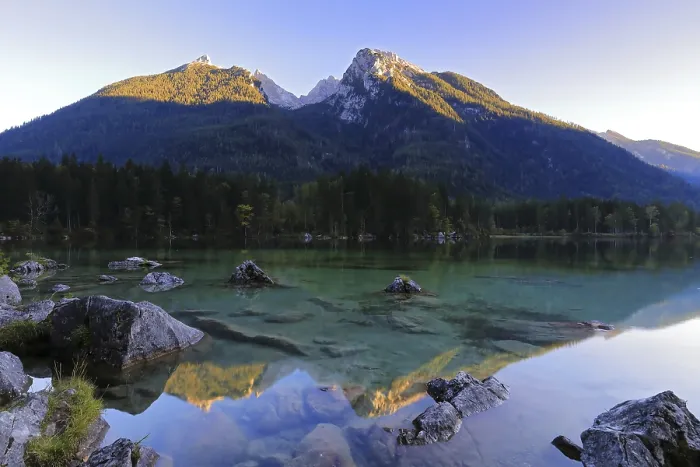 Framed Print : Watzmann Reflected in Hintersee Print, Ramsau, Germany Framed Print : Watzmann Reflected in Hintersee Print, Ramsau, Germany