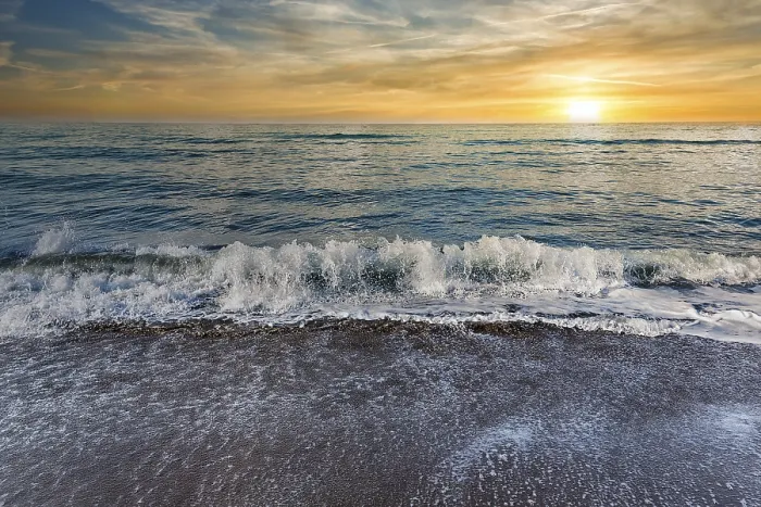 Framed Print : Waves on the beach, Sicily sunset print Framed Print : Waves on the beach, Sicily sunset print