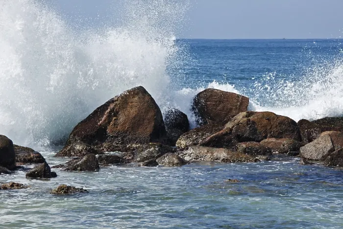 Framed Print : Waves Breaking Against Rocks Print Framed Print : Waves Breaking Against Rocks Print
