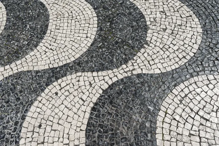 Framed Print : Wavy Pattern in Cobblestones Print, Rossio, Lisbon Framed Print : Wavy Pattern in Cobblestones Print, Rossio, Lisbon