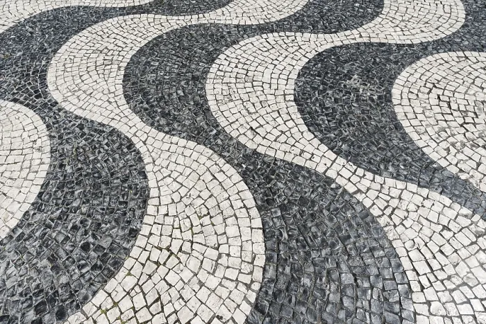 Framed Print : Wavy Cobblestone Pattern Print, Rossio Lisbon Framed Print : Wavy Cobblestone Pattern Print, Rossio Lisbon