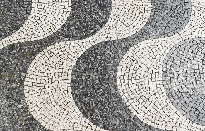 Framed Print : Black and White Wavy Cobblestone Pattern Print Framed Print : Black and White Wavy Cobblestone Pattern Print
