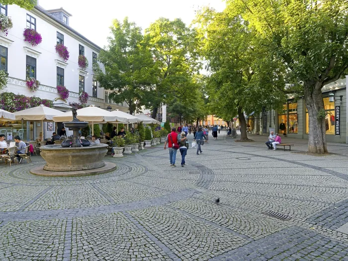 Framed Print : Weimar Pedestrian Zone Print, Thuringia, Germany Framed Print : Weimar Pedestrian Zone Print, Thuringia, Germany