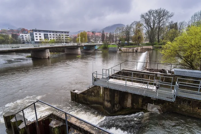 Framed Print : Weir at Paradiesbrucke, Jena Print Framed Print : Weir at Paradiesbrucke, Jena Print