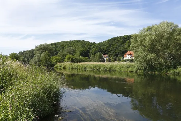 Framed Print : Werra River Print in Vacha, Rhoen, Thuringia, Germany Framed Print : Werra River Print in Vacha, Rhoen, Thuringia, Germany