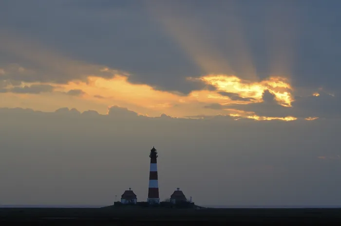 Framed Print : Westerhever Lighthouse Print at Sunset, Germany Framed Print : Westerhever Lighthouse Print at Sunset, Germany