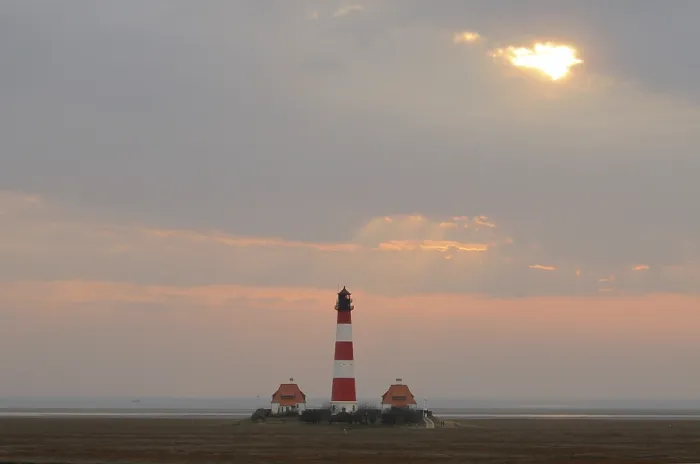 Framed Print : Westerhever Lighthouse Print at Sunset, Germany Framed Print : Westerhever Lighthouse Print at Sunset, Germany