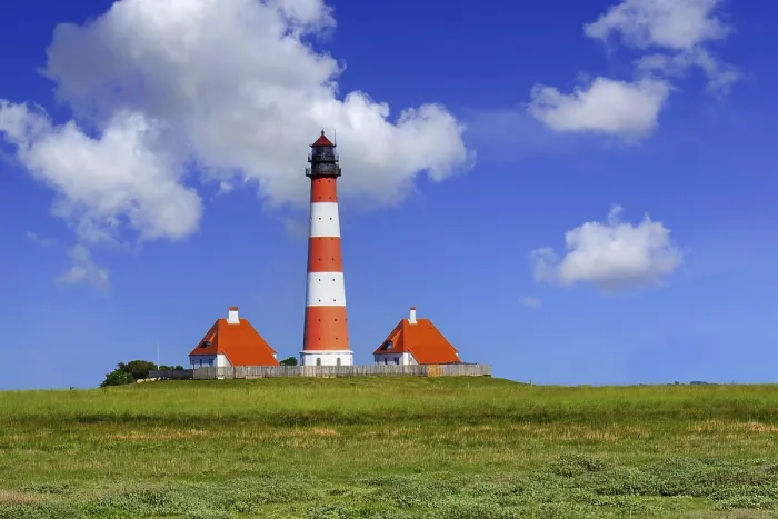 Framed Print : Westerhever Lighthouse Print, Germany Framed Print : Westerhever Lighthouse Print, Germany