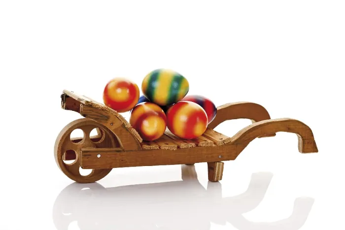 Framed Print : Wheelbarrow with Colored Easter Eggs Print Framed Print : Wheelbarrow with Colored Easter Eggs Print
