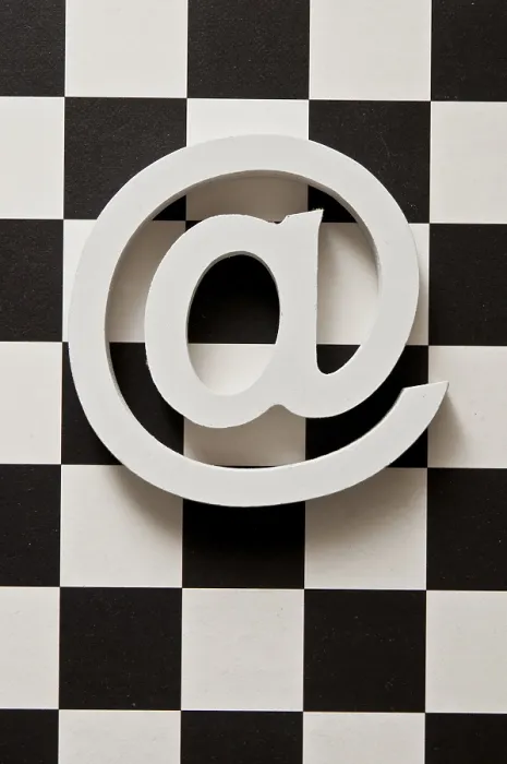 Framed Print : White Email Symbol @ on Checkerboard Print Framed Print : White Email Symbol @ on Checkerboard Print