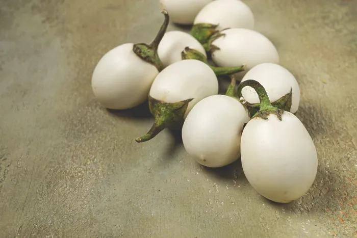 Framed Print : White Eggplants on Textured Surface Print Framed Print : White Eggplants on Textured Surface Print
