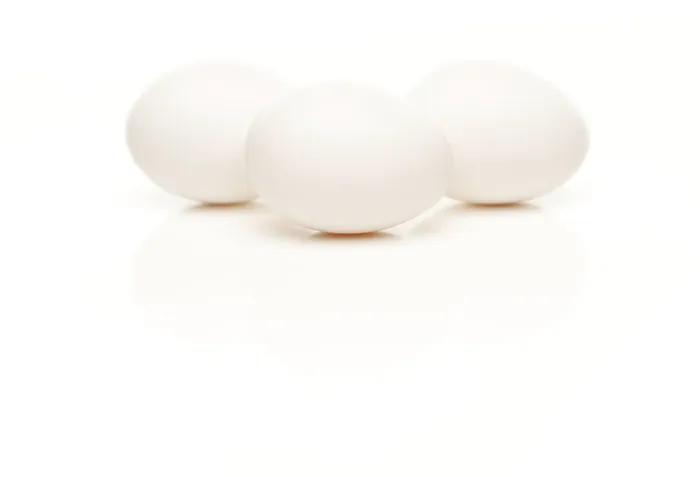 Framed Print : Three White Eggs Print Isolated on White Background