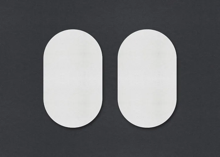 Framed Print : Two White Oval Sheets Print on Gray Background Framed Print : Two White Oval Sheets Print on Gray Background