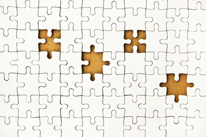 Framed Print : White Puzzle Print with Orange Underlayer