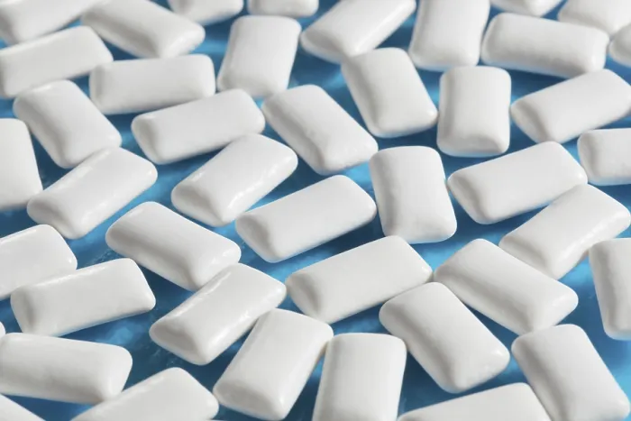 Framed Print : White Rectangular Chewing Gums on Blue Print Framed Print : White Rectangular Chewing Gums on Blue Print