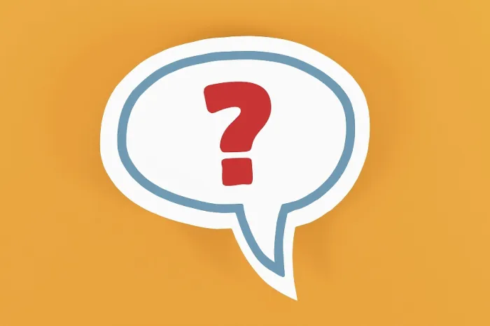 Framed Print : Yellow Background White Speech Bubble Print with Question Mark Framed Print : Yellow Background White Speech Bubble Print with Question Mark