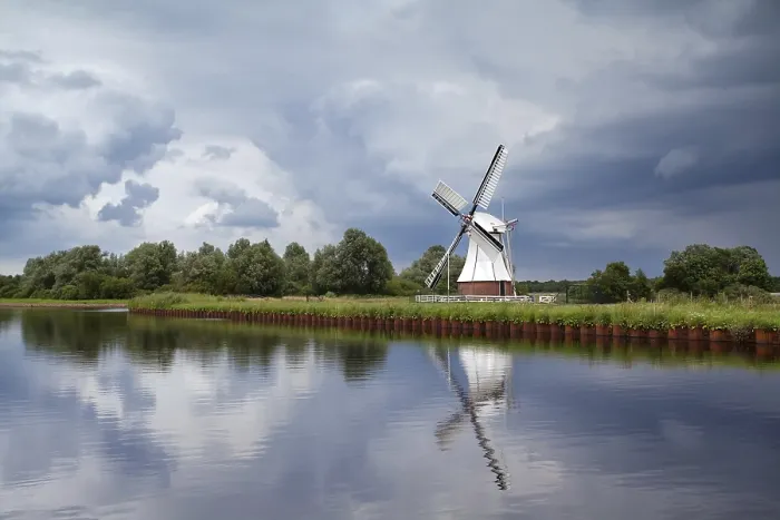 Framed Print : White Windmill Print, Netherlands Framed Print : White Windmill Print, Netherlands