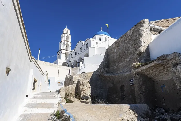 Framed Print : Whitewashed Architecture in Pyrgos, Santorini Print Framed Print : Whitewashed Architecture in Pyrgos, Santorini Print