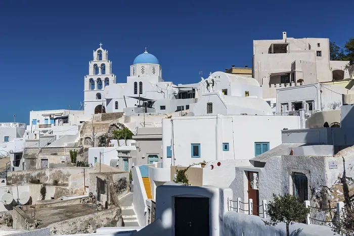 Framed Print : Whitewashed Architecture Print in Pyrgos, Santorini Framed Print : Whitewashed Architecture Print in Pyrgos, Santorini