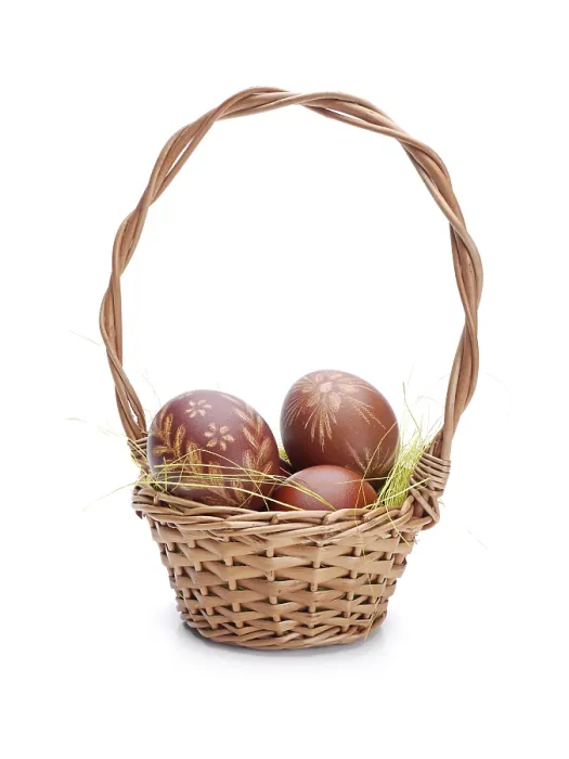 Framed Print : Wicker Basket with Easter Eggs Print Framed Print : Wicker Basket with Easter Eggs Print