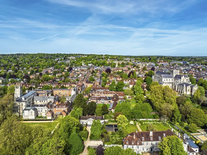 Framed Print : Winchester Cathedral Print from Drone, Hampshire, England Framed Print : Winchester Cathedral Print from Drone, Hampshire, England