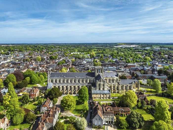 Framed Print : Winchester Cathedral Print from Drone, Hampshire, England Framed Print : Winchester Cathedral Print from Drone, Hampshire, England