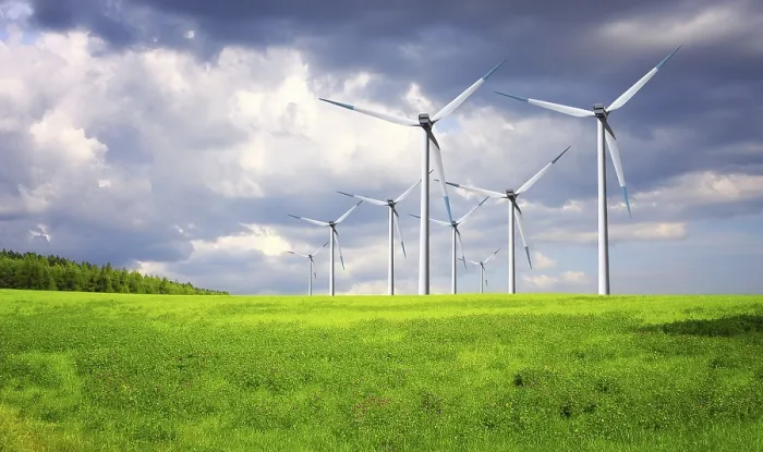 Framed Print : Wind Generators Print: Industrial Wind Turbine Landscape
