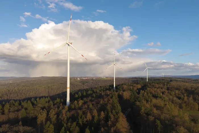 Framed Print : Three Wind Turbines in the Forest Print, Germany Framed Print : Three Wind Turbines in the Forest Print, Germany