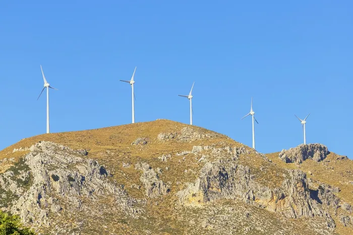 Framed Print : Wind Turbines Generating Electricity Print, Crete, Greece Framed Print : Wind Turbines Generating Electricity Print, Crete, Greece