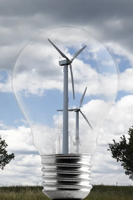 Framed Print : Wind Turbines in a Light Bulb Print Framed Print : Wind Turbines in a Light Bulb Print
