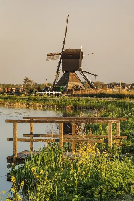 Framed Print : Kinderdijk Windmill Print at Sunset, Netherlands