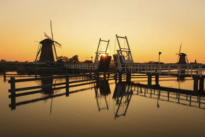 Framed Print : Kinderdijk Windmills at Sunset Print, Netherlands Framed Print : Kinderdijk Windmills at Sunset Print, Netherlands