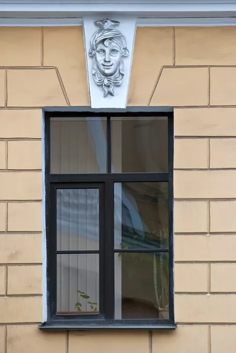 Framed Print : Beige Wall Print with Bas-Relief Window