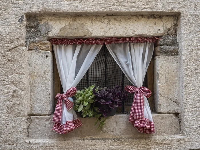 Framed Print : Window with Floral Decorations Print, Rab Island, Croatia Framed Print : Window with Floral Decorations Print, Rab Island, Croatia