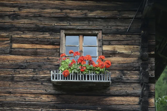 Framed Print : Rustic Alpine Hut Window Print Framed Print : Rustic Alpine Hut Window Print