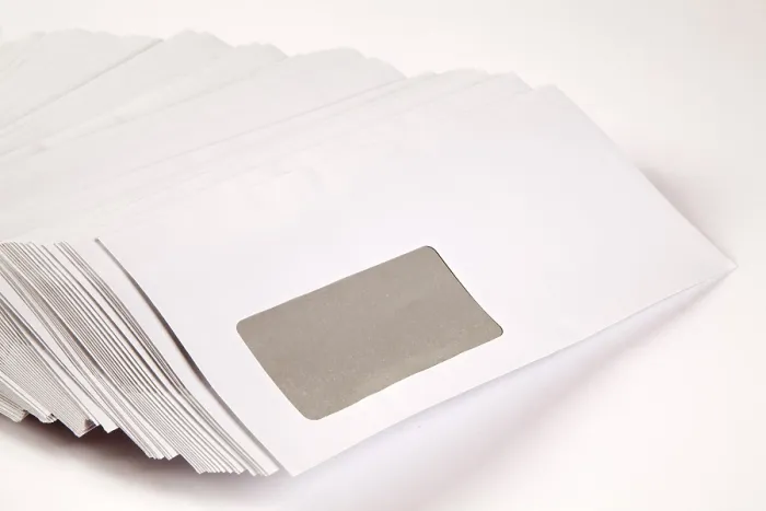 Framed Print : Windowed Envelopes, White Print Framed Print : Windowed Envelopes, White Print