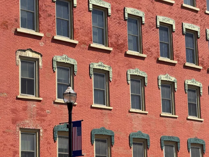Framed Print : Old Red Brick Building Print with Many Windows Framed Print : Old Red Brick Building Print with Many Windows