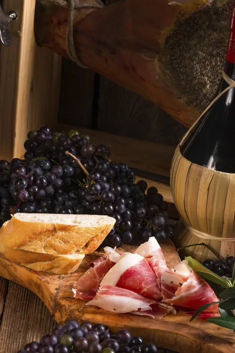 Framed Print : Wine and Prosciutto Print Framed Print : Wine and Prosciutto Print