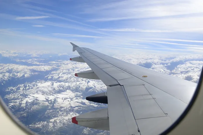 Framed Print : Wing of an Airplane Print, Austrian Alps Framed Print : Wing of an Airplane Print, Austrian Alps