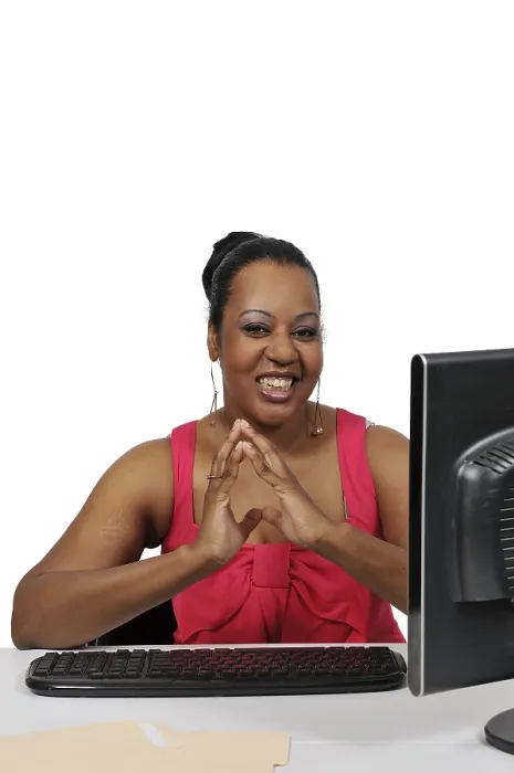 Framed Print : Woman Executive at Desktop Computer Print Framed Print : Woman Executive at Desktop Computer Print
