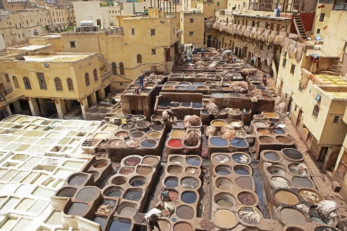 Framed Print : Workers Dyeing Leather Print, Fez, Morocco Framed Print : Workers Dyeing Leather Print, Fez, Morocco