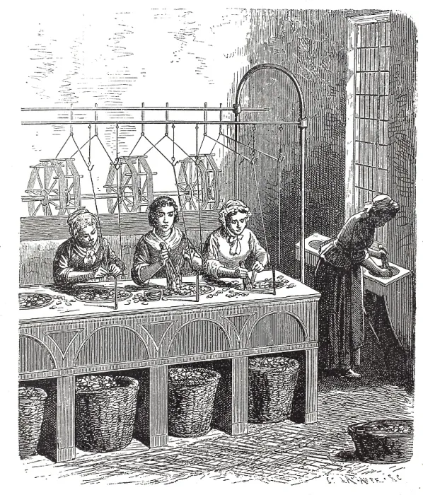 Framed Print : Historic Silk Mill Workers Print, 19th Century Framed Print : Historic Silk Mill Workers Print, 19th Century