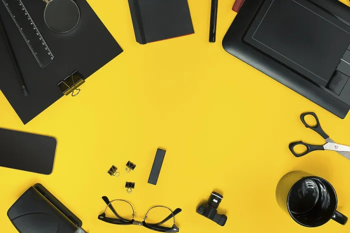 Framed Print : Yellow Office Print: Workplace Elements Framed Print : Yellow Office Print: Workplace Elements