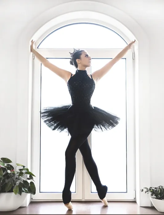 Framed Print : Young Ballet Dancer in Black Tutu Print Framed Print : Young Ballet Dancer in Black Tutu Print