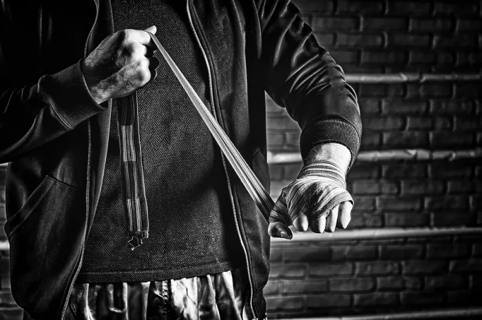 Framed Print : Young Boxer Preparing for Fight Print Framed Print : Young Boxer Preparing for Fight Print