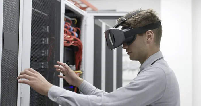 Framed Print : Young IT Engineer in Virtual Reality Print Framed Print : Young IT Engineer in Virtual Reality Print
