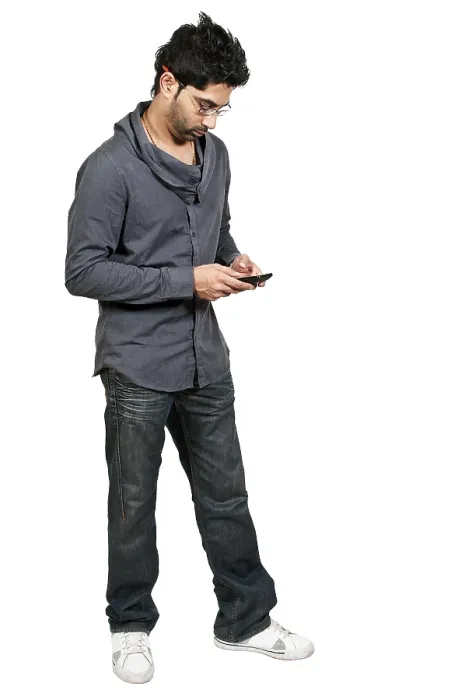 Framed Print : Young Man Using a Cell Phone for Texting Print Framed Print : Young Man Using a Cell Phone for Texting Print