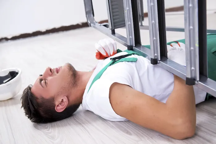 Framed Print : Young Worker Falling from Ladder Print Framed Print : Young Worker Falling from Ladder Print