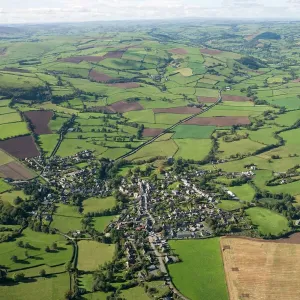 Clun 24753_041 Print: Aerial view of the Shropshire Hills town Clun 24753_041 Print: Aerial view of the Shropshire Hills town